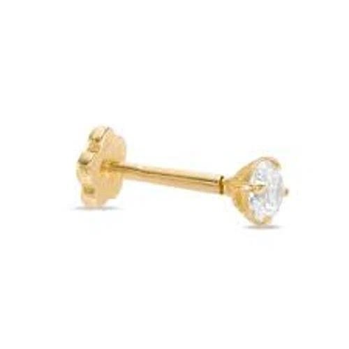Banter 14K Tube Gold CZ Barbell - 18G 5/16