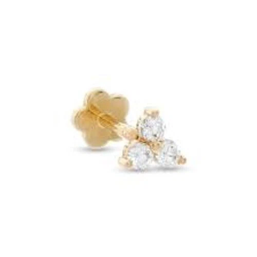 Banter 14K Tube Gold CZ Cluster Barbell - 18G 5/16