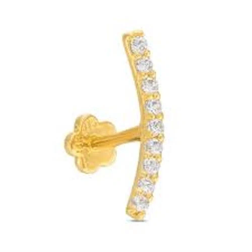 Banter 14K Tube Gold CZ Curved Bar Barbell - 18G 5/16