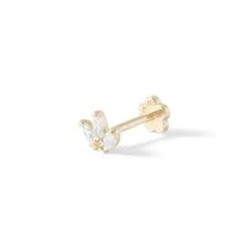 Banter 14K Tube Gold CZ Marquise Cluster Stud - 18G 5/16