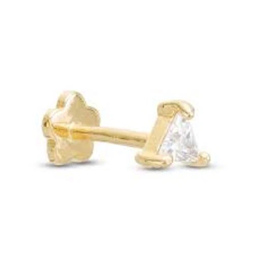Banter 14K Tube Gold CZ Triangle Barbell - 18G 5/16