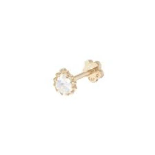 Banter 14K Tube Gold Pear-Shaped CZ and Beaded Barbell - 18G 5/16