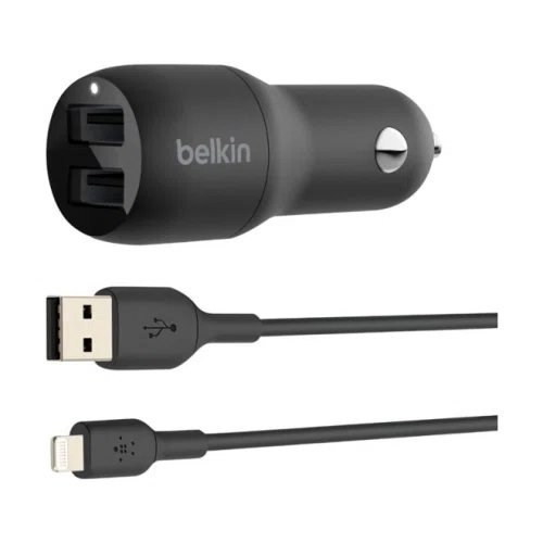 Belkin BOOST↑CHARGE Dual USB-A Car Charger 24W + USB-A to Lightning Cable