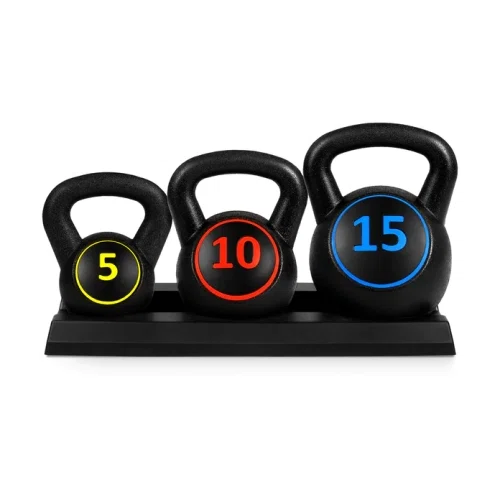 Best Choice Products 3-Piece Kettlebell Exercise Fitness Weight Set w/ Storage Rack