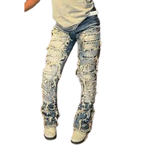 Blush Mark Denim Print Stacked Ripped Wash Women Jeans