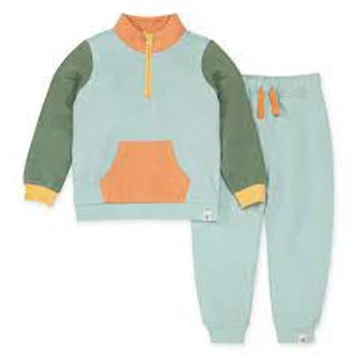 Burt's Bees Baby Color Blocked French Terry Top & Pant Set