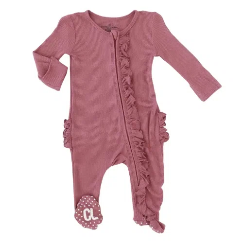 Caden Lane Bamboo Zipper Ruffle Footie