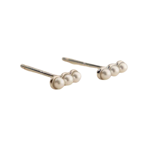 Caitlyn Minimalist Tiny Pearl Bar Studs