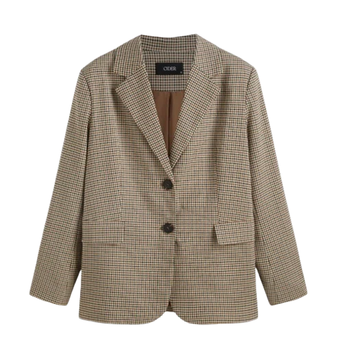 Cider Collar Check Button Blazer