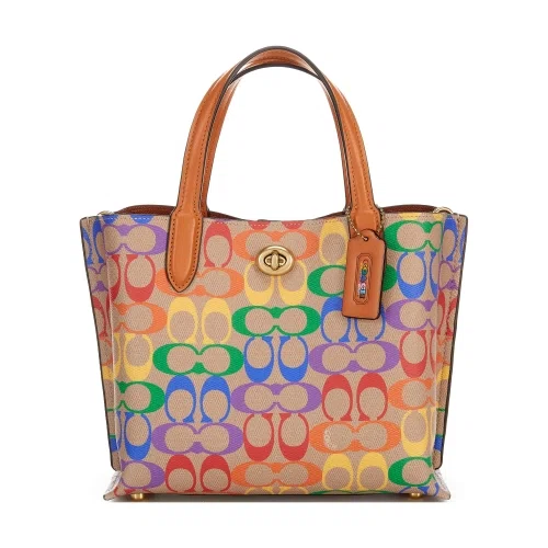 Coach Willow Tote 24 In Rainbow Signature Canvas