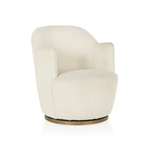 Coco Republic Milou Swivel Boucle Chair with Timber Base