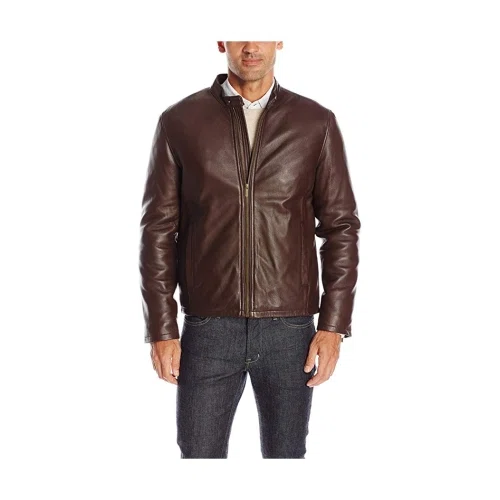 Cole Haan Men Smooth Leather Classic Moto Jacket