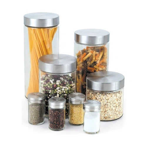 Cook N Home Glass Canister and Spice Jar Set