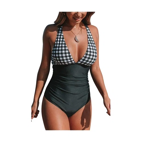 CUPSHE Gingham Ruched Swimsuit