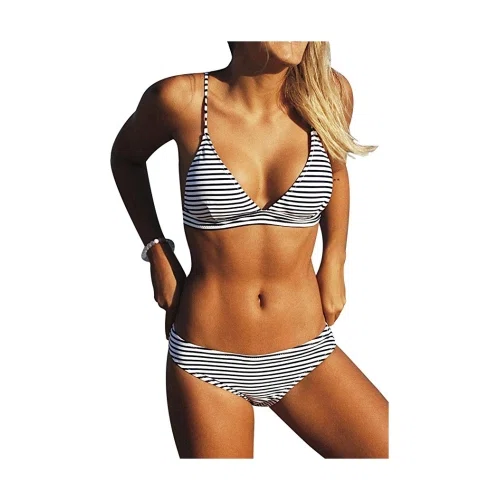 CUPSHE Stripe Printing Bikini Set
