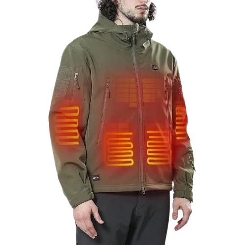 DEWBU Men's Soft Shell Heated Jacket with 12V Battery Pack