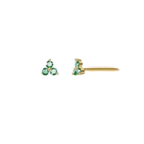 Doviana Green CZ Trefoil Stud Earrings