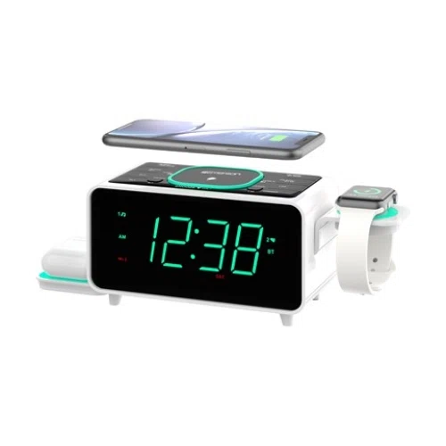 Emerson Smartset Multiple Wireless Charging Dual Alarm Clock Radio