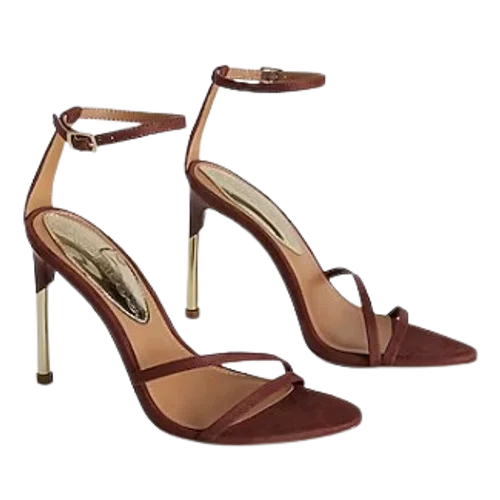 Express Faux Suede Strappy Gold Thin Heeled Sandals