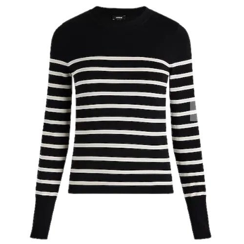 Express Silky Soft Striped Fitted Crew Neck Sweater