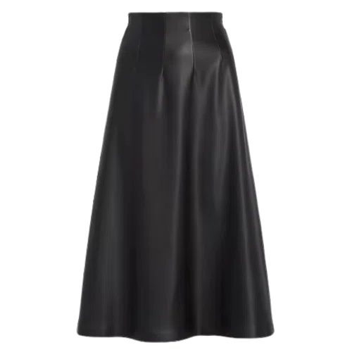 Express Super High Waisted Faux Leather A-Line Midi Skirt
