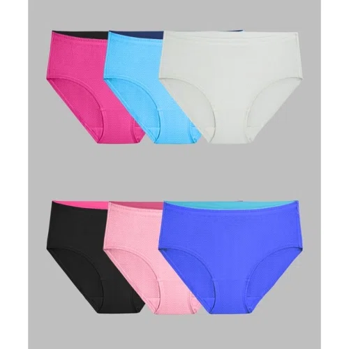 Fruit of the Loom Breathable Micro-Mesh Low-Rise Brief Panty Assorted 6 Pack