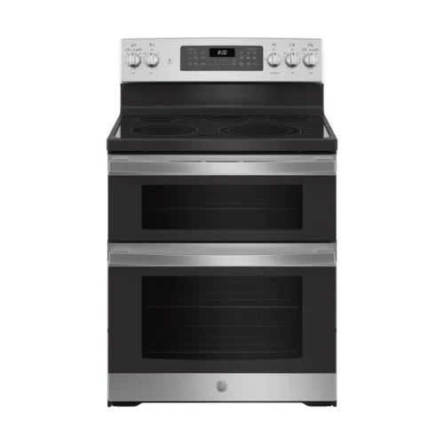 GE 6.6 Cu. Ft. Freestanding Double Oven Electric Convection Range with Self-Steam Cleaning and No-Preheat Air Fry