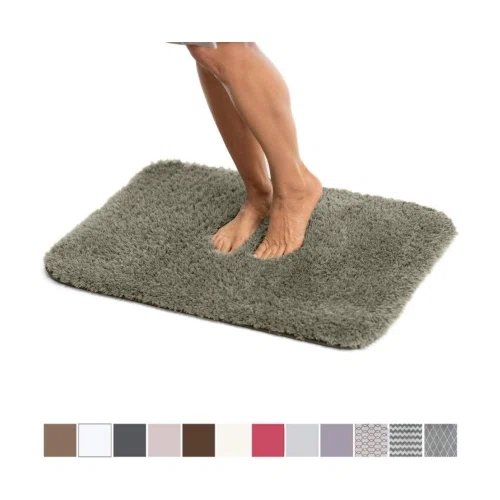 GORILLA GRIP Faux Chinchilla Shag Bath Rug