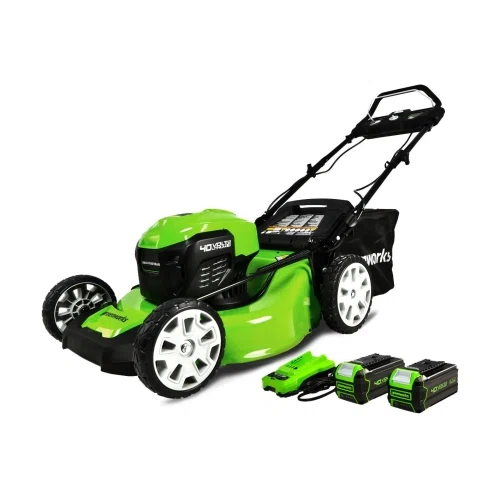 Greenworks 21 in. 40-Volt Self Propelled Cordless Walk Behind Lawn Mower (2 x 4.0Ah Batteries and Charger Included) 