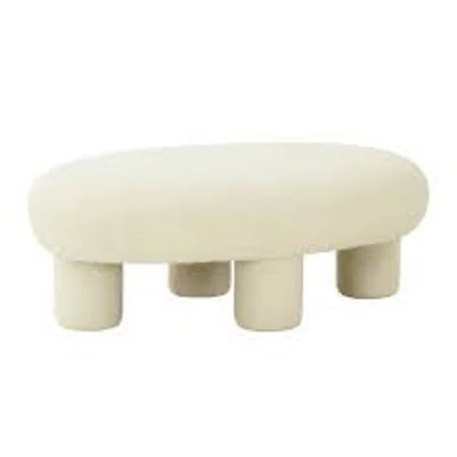 Hollywood Glam Furniture Discus Boucle Ottoman
