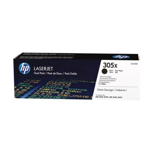 HP 305X 2-pack High Yield Black Original LaserJet Toner Cartridges