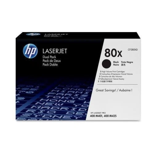 HP 80X 2-Pack High-Yield Toner Cartridges
