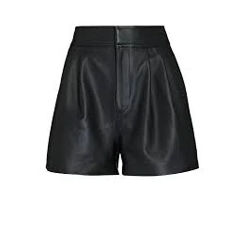 Intermix Remi Pleated Leather Shorts