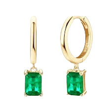 Jescojes Classic Square Emerald Drop Earrings