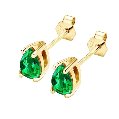 Jescojes Vibrant Water Drop Emerald Stud Earrings