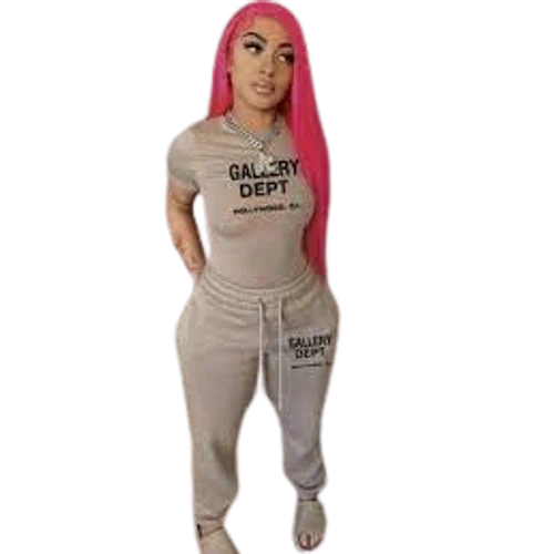 Jurllyshe Letter Print Crewneck T-shirt With Drawstring Sweatpants Set