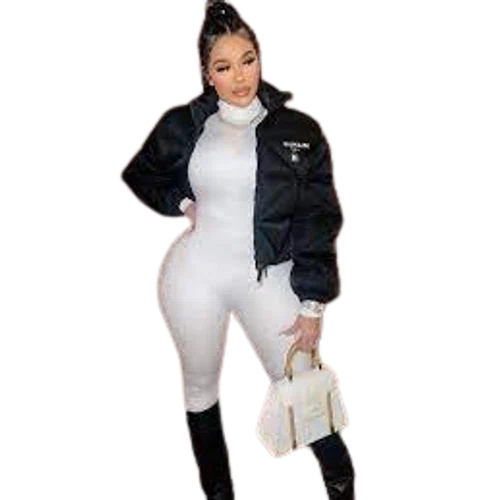 Jurllyshe Letter Print Stand Collar Zipper Trendy Fashion Puffer Jacket From Specials