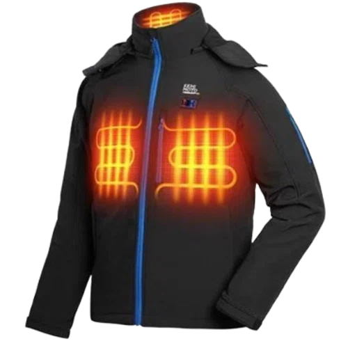 Kemimoto Men's Classic Heated Jacket With Detachable Hood