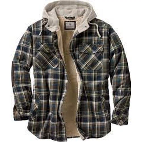 Legendary Whitetails Men's Camp Night Berber Lined Hooded Flannel Shirt Jacket