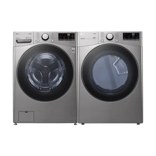 LG LGWADREV36001 Side-by-Side Washer & Dryer Set with Front Load Washer and Electric Dryer in Graphite Steel