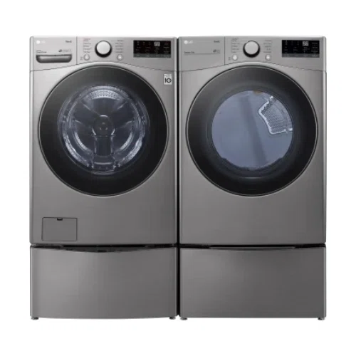 LG LGWADREV36002 Side-by-Side on SideKick Pedestals Washer & Dryer Set with Front Load Washer and Electric Dryer in Graphite Steel