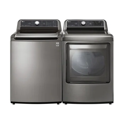 LG LGWADREV7305 Side-by-Side Washer & Dryer Set with Top Load Washer and Electric Dryer in Graphite Steel