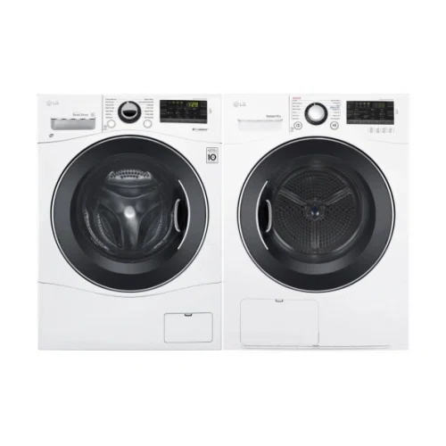 LG LGWADREW13881 Side-by-Side Washer & Dryer Set with Front Load Washer and Electric Dryer in White