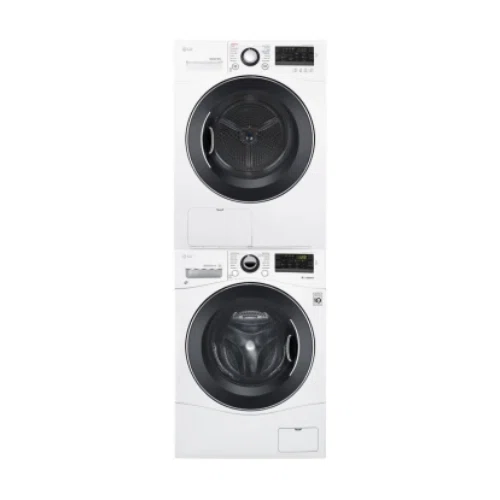 LG LGWADREW13882 Stacked Washer & Dryer Set with Front Load Washer and Electric Dryer in White