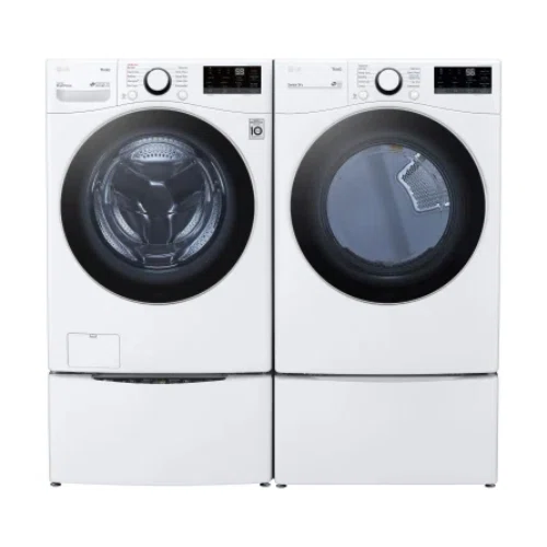 LG LGWADREW36002 Side-by-Side on SideKick Pedestals Washer & Dryer Set with Front Load Washer and Electric Dryer in White
