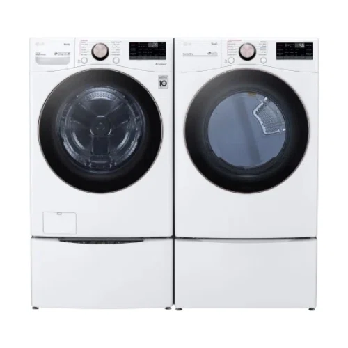 LG LGWADREW40002 Side-by-Side on SideKick Pedestals Washer & Dryer Set with Front Load Washer and Electric Dryer in White