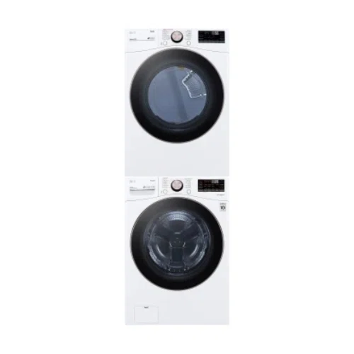 LG LGWADREW40004 Stacked Washer & Dryer Set with Front Load Washer and Electric Dryer in White