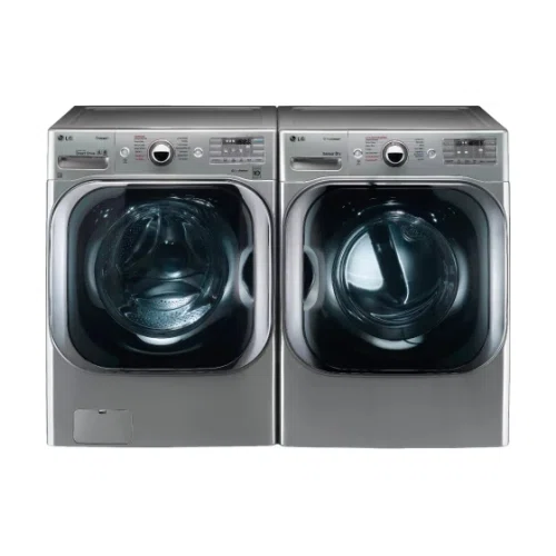 LG LGWADREW81014 Side-by-Side Washer & Dryer Set with Front Load Washer and Gas Dryer in Graphite Steel
