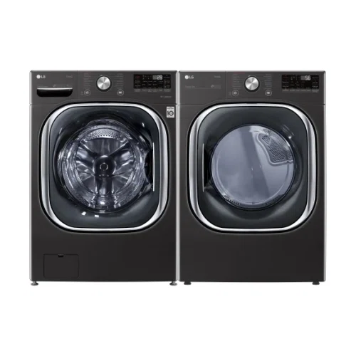 LG LGWADRGB45001 Side-by-Side Washer & Dryer Set with Front Load Washer and Gas Dryer in Black Steel