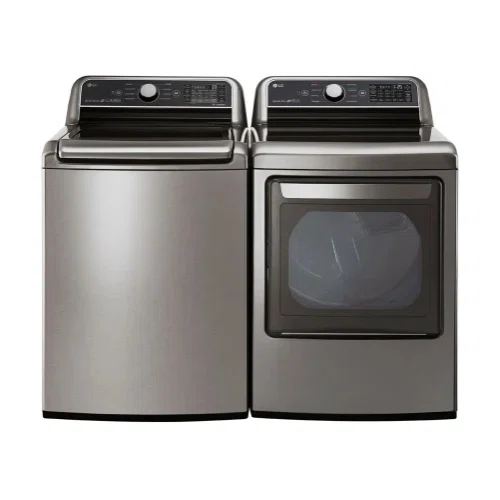 LG LGWADRGV300 Side-by-Side Washer & Dryer Set with Top Load Washer and Gas Dryer in Graphite Steel